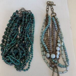 Turquoise colored Multi-Strand Beaded Necklace Set